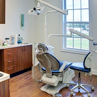 Treatment chair at dentist’s office