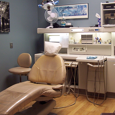 Dental chair in dental treatment area