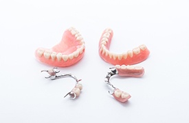 Close-up of partial and full dentures in River Ridge, LA