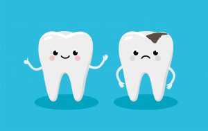 illustration happy tooth and moody tooth